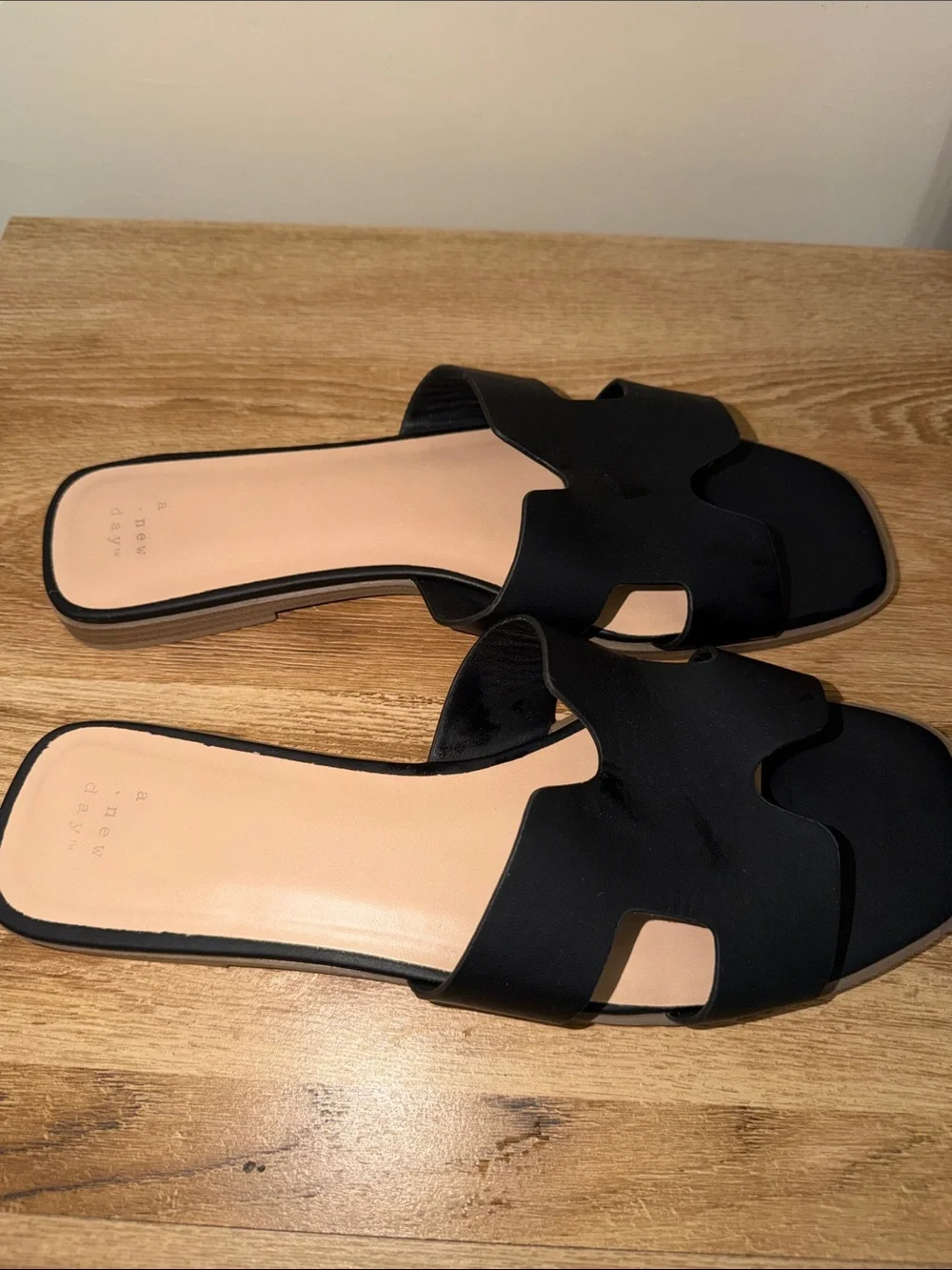 a new day Black Slide Sandals with Cutout Strap
